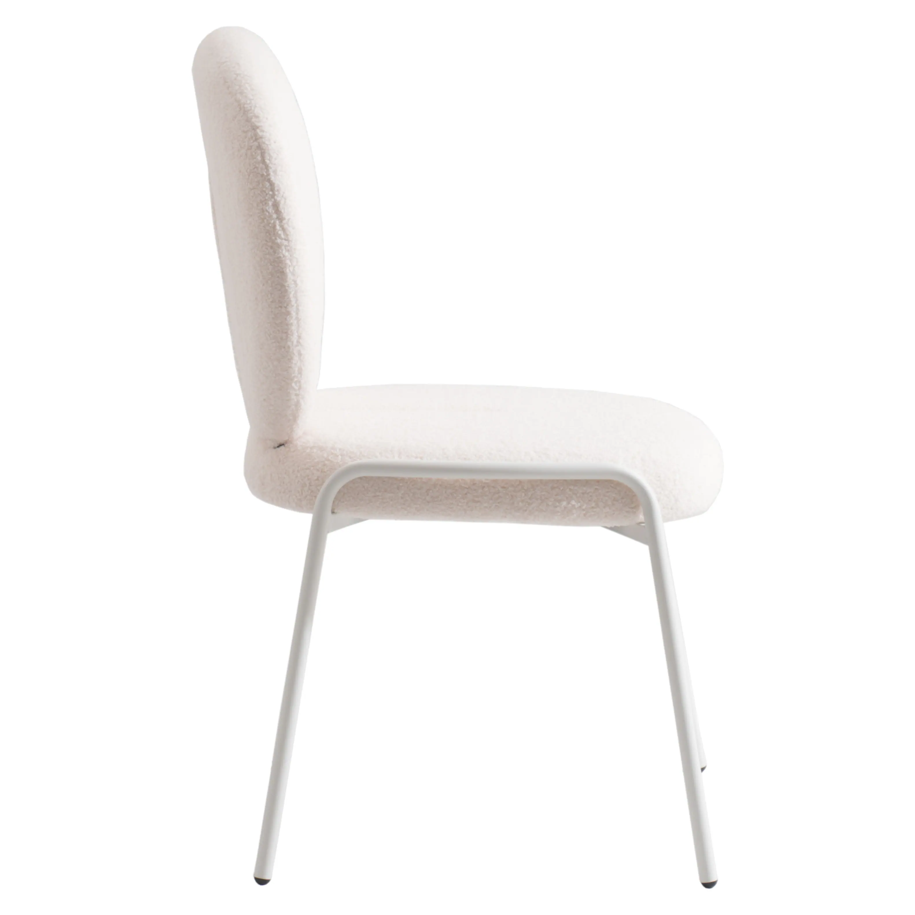Alt View 1. LeisureMod - Celestial Luxury Boucle Dining Chair, Modern Curved Back Accent Side Chair - Textured Teddy Fabric - White.