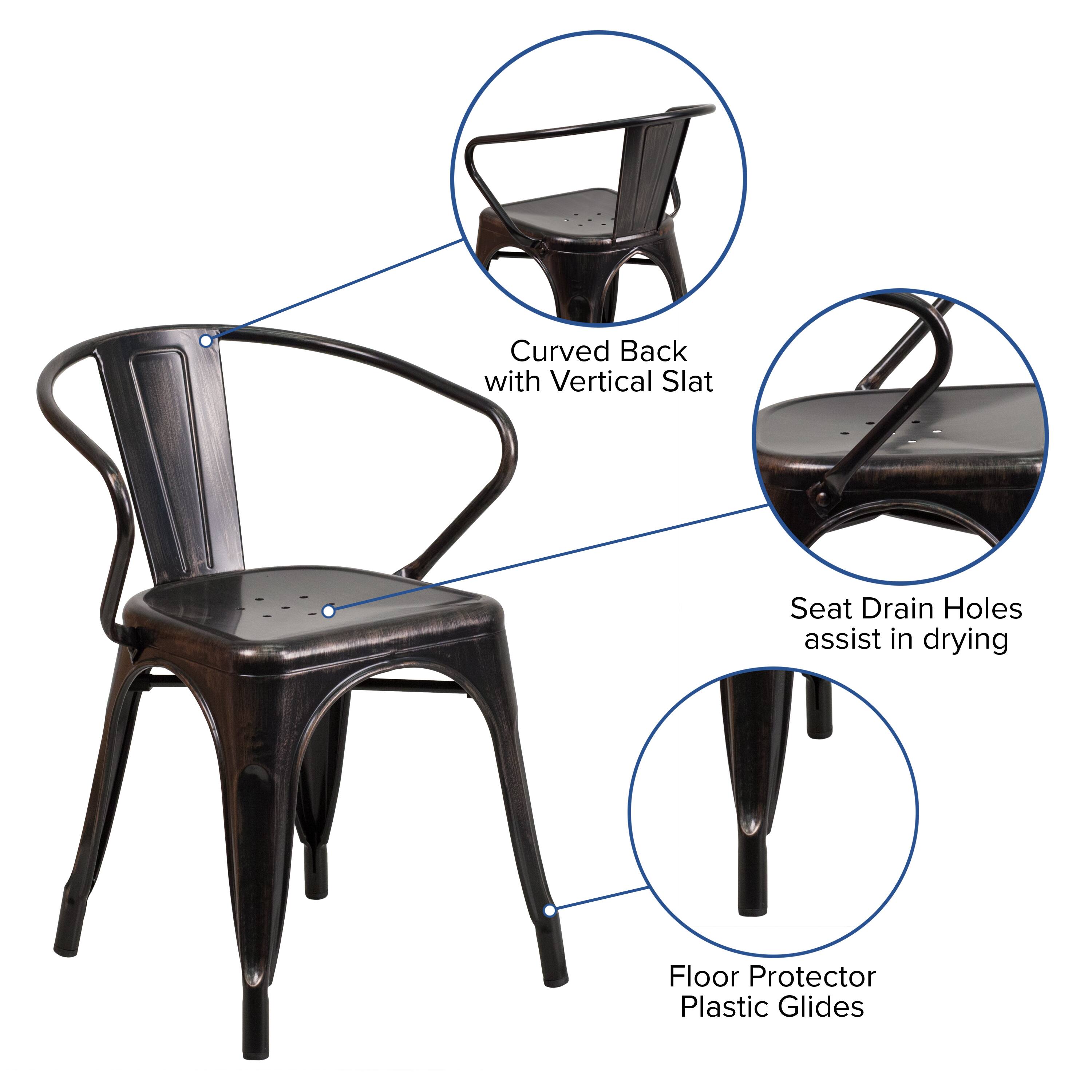 Curved Back with Vertical Slat  
Seat Drain Holes assist in drying  
Floor Protector Plastic Glides