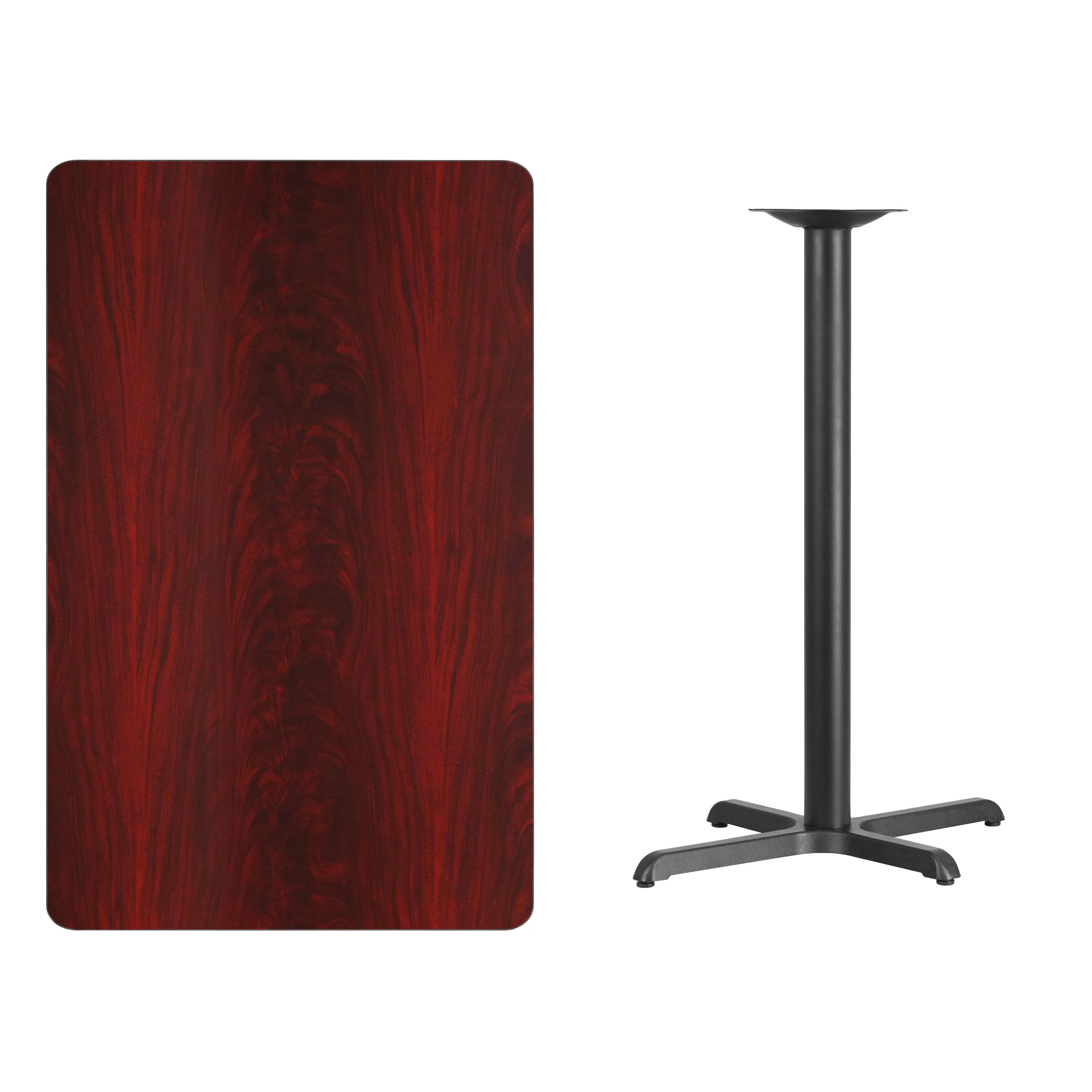 Alt View 2. Emma + Oliver - 30"x48" Rectangular Laminate Bar Table with 23.5"x29.5" Base - Mahogany.