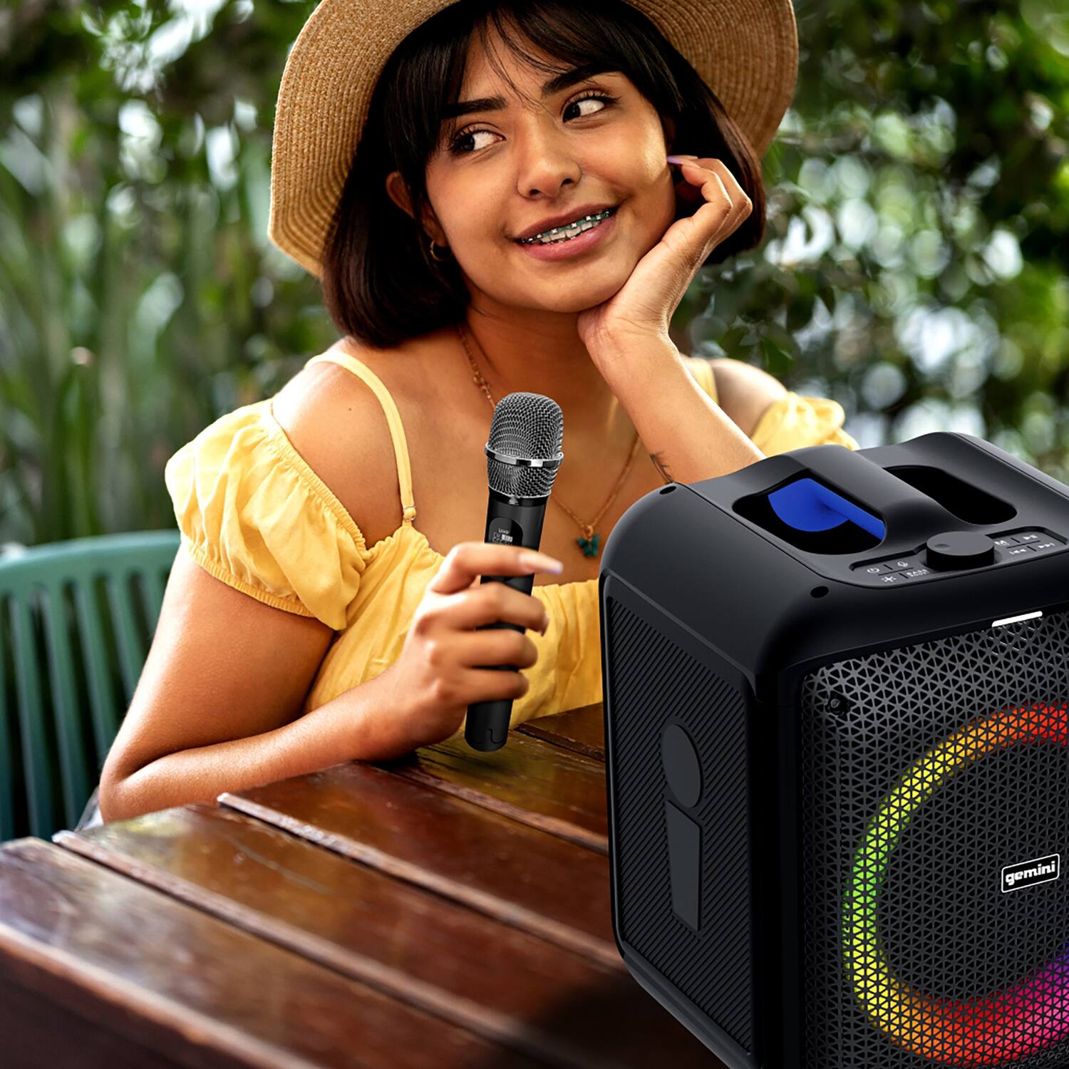 Alt View 2. Gemini - GGO Series Portable Bluetooth TWS Karaoke Speaker with Lights, Microphone, Remote GGO-650L - Black.