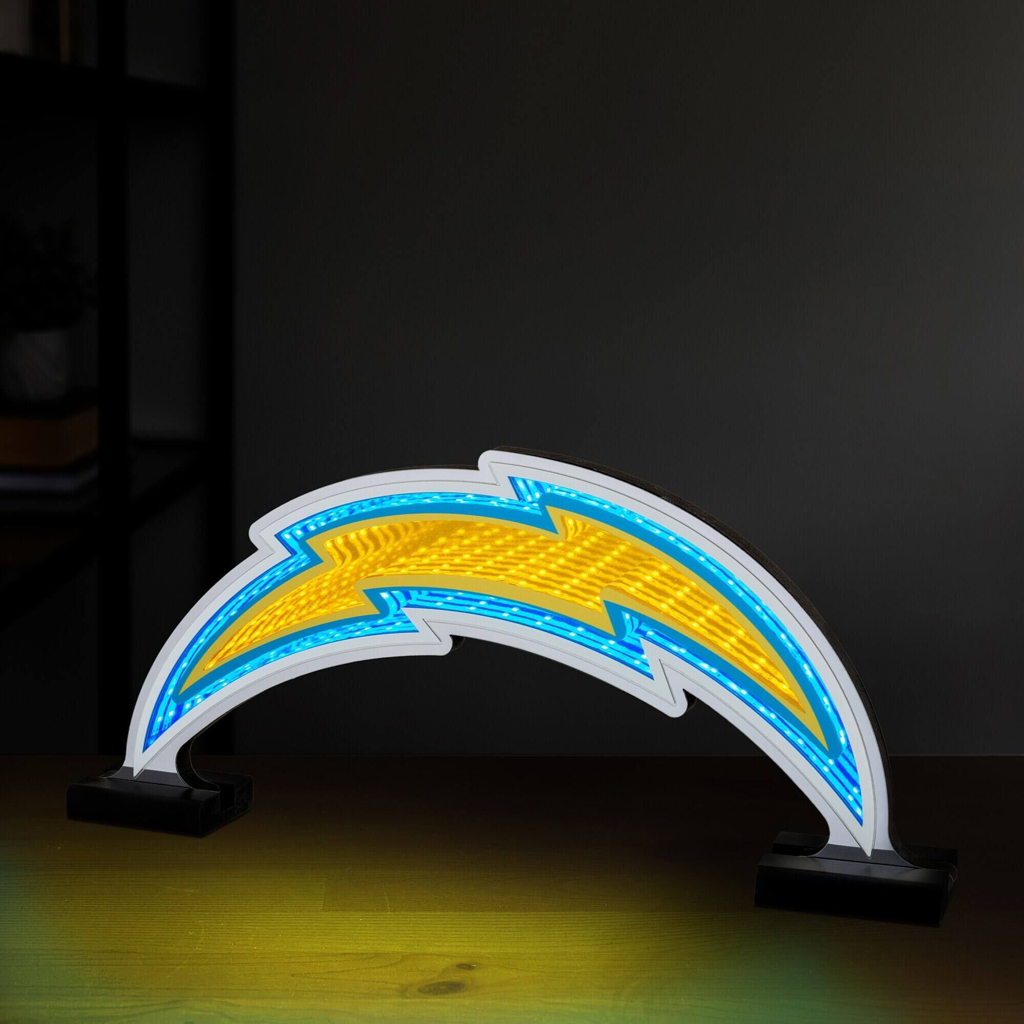 Alt View 2. Sporticulture - Los Angeles Chargers LED Infinity Logo Light - Yellow.