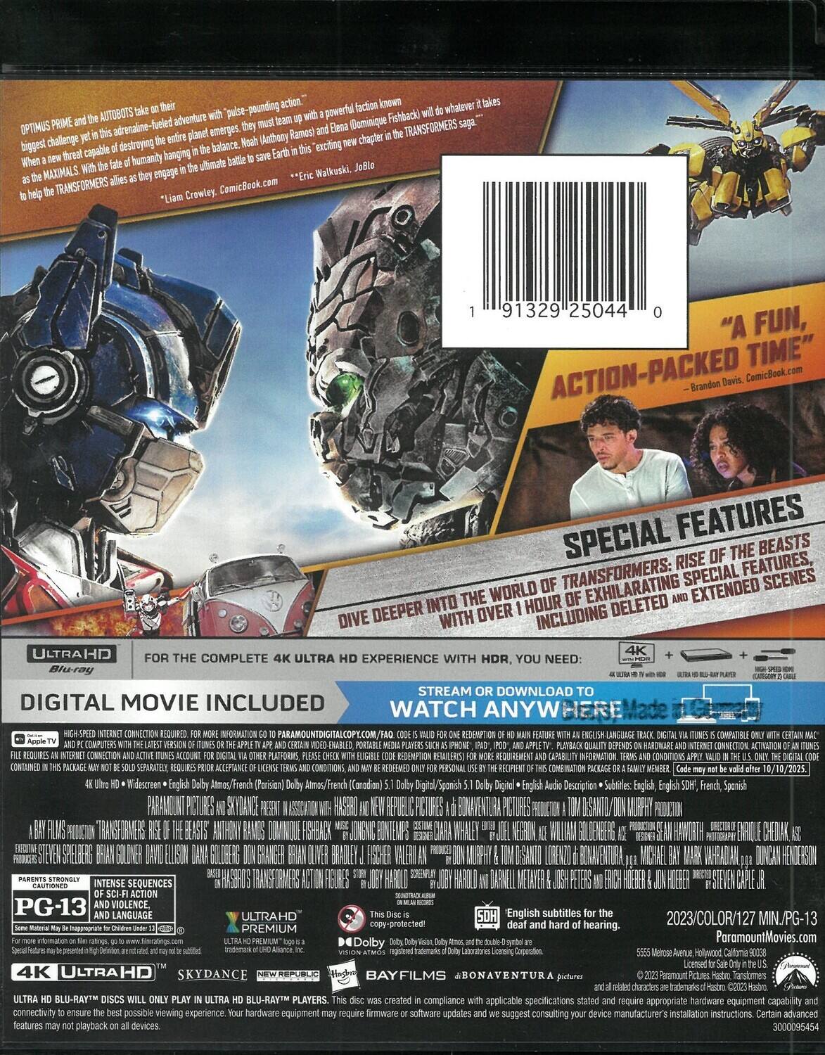 Alt View 1. Transformers: Rise of the Beasts   - 4K Blu-Ray.