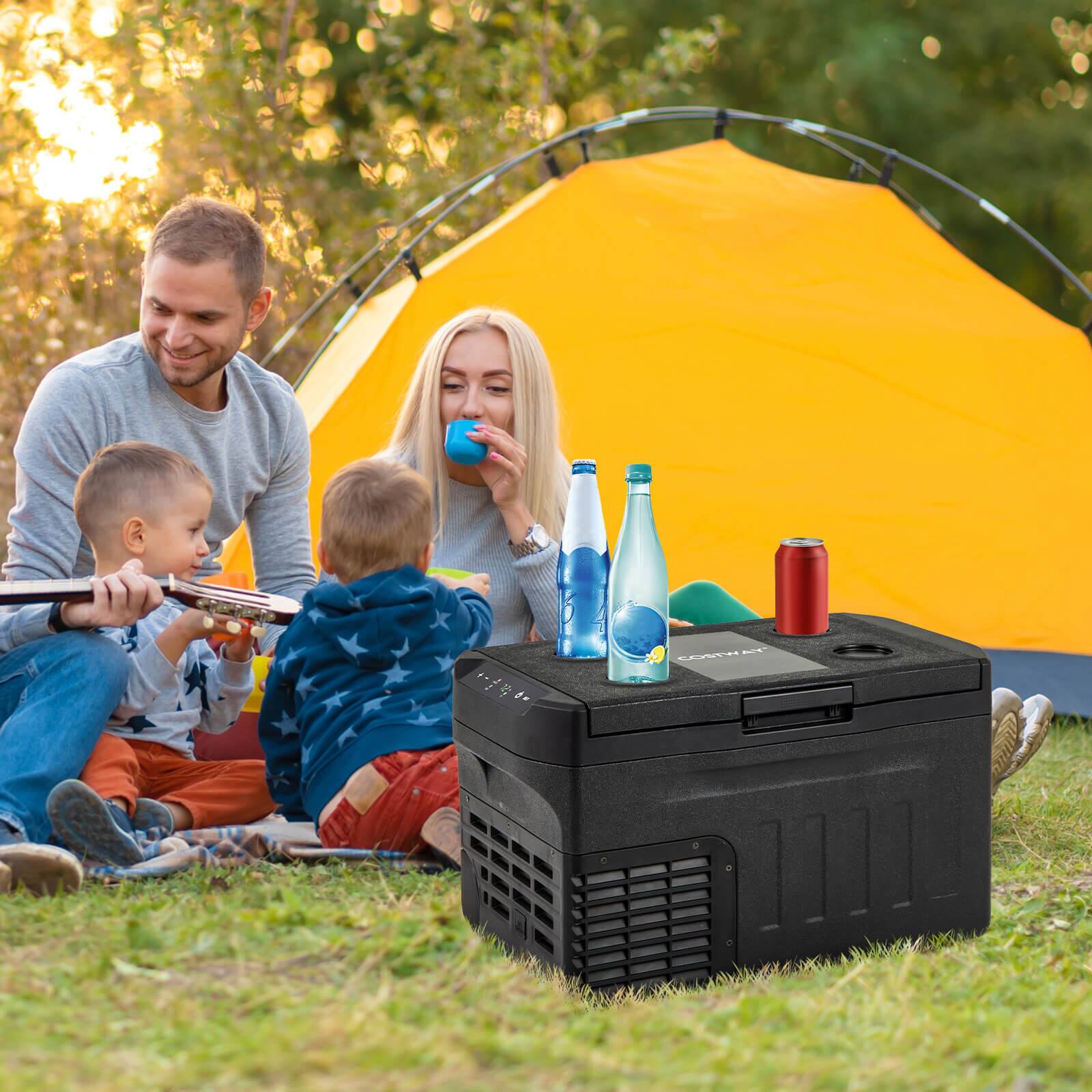 Alt View 1. Costway - Costway 12 Volt Car Refrigerator with -4℉~68℉ Adjustable Range Divider for Camping 23 QT - Black.
