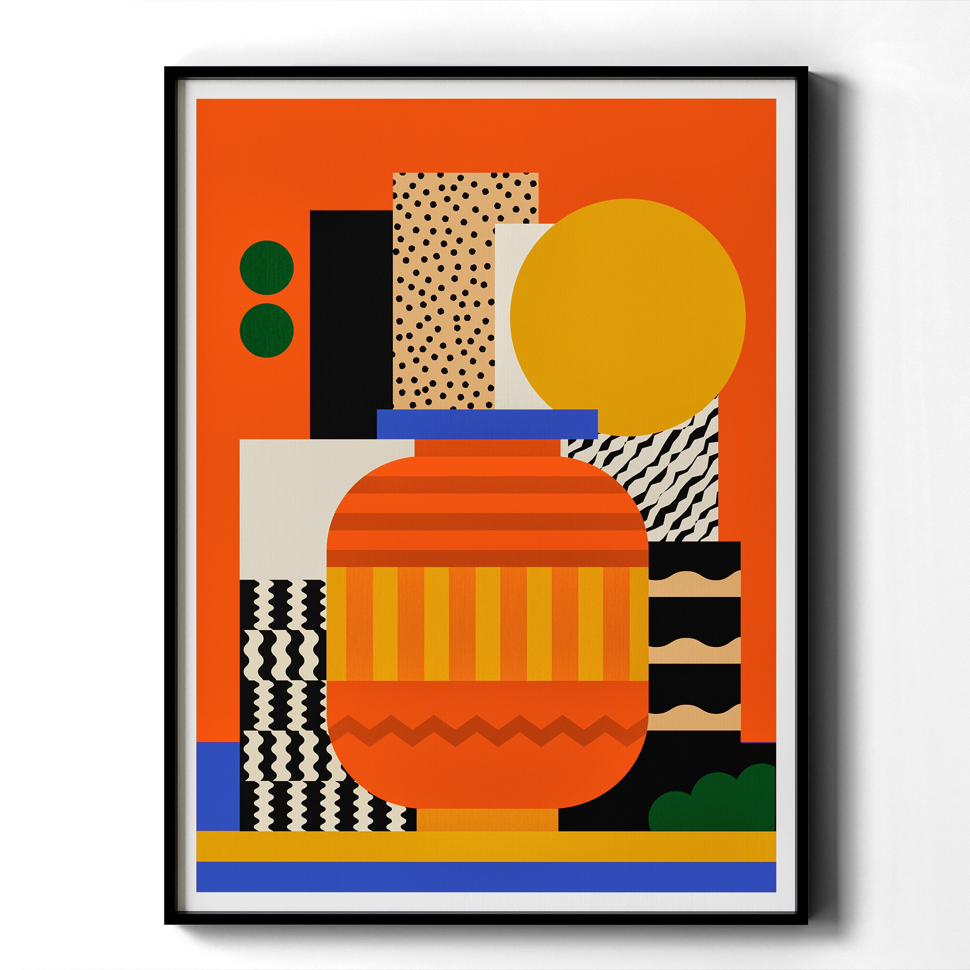 HOMLUX - 1 Piece Framed Abstract Vase Canvas Wall Art Bold Colorful Print Decor Vibrant Pattern Art 36 in. x 24 in - Multi-Colored