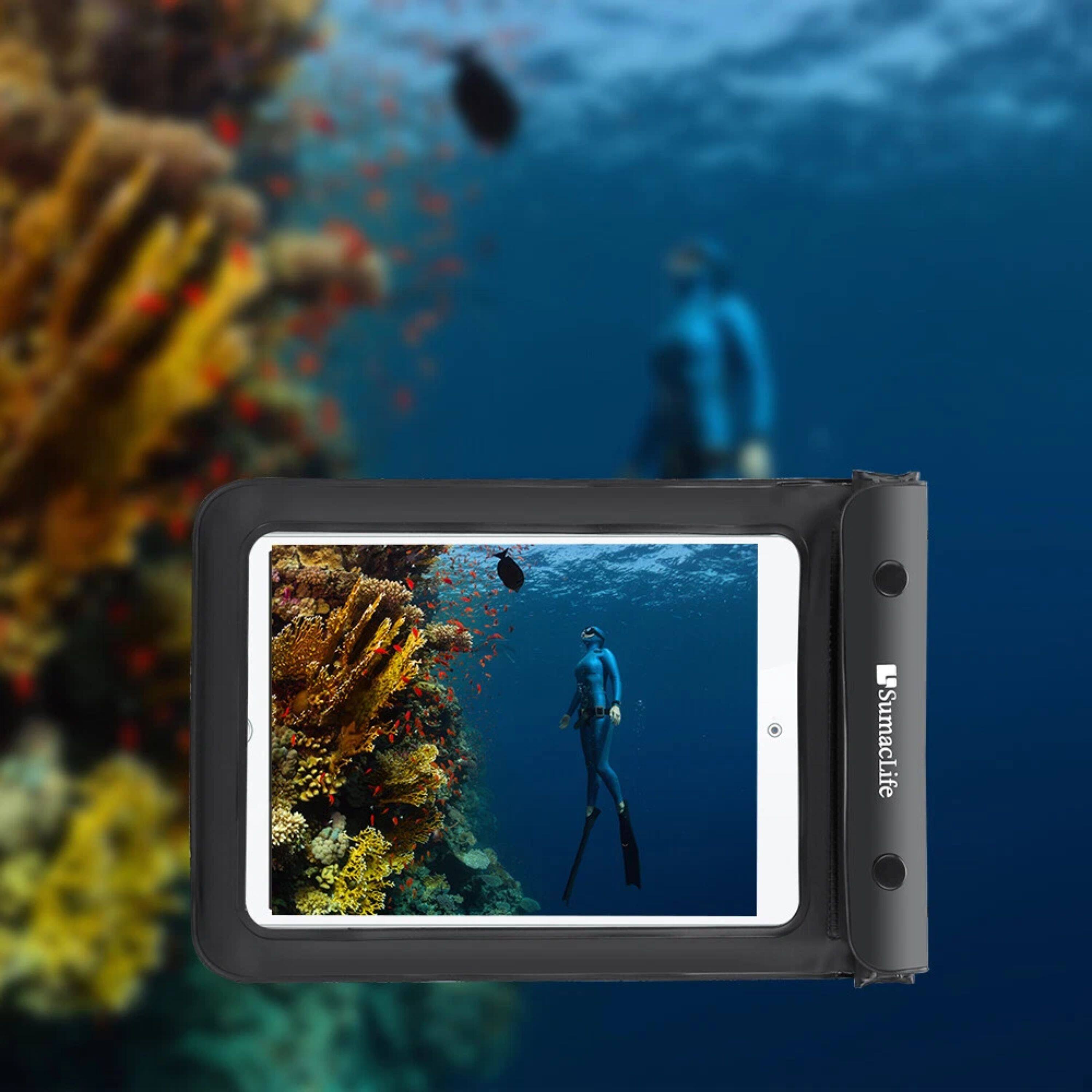 Alt View 2. Kitcheniva - Waterproof Swim Pouch Dry Bag Case For 8" Tablet - Black.