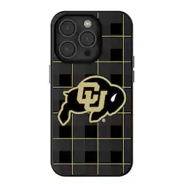 Keyscaper - NCAA - Colorado Buffaloes Plaid Magnetic Bump iPhone Case - 15 - Black