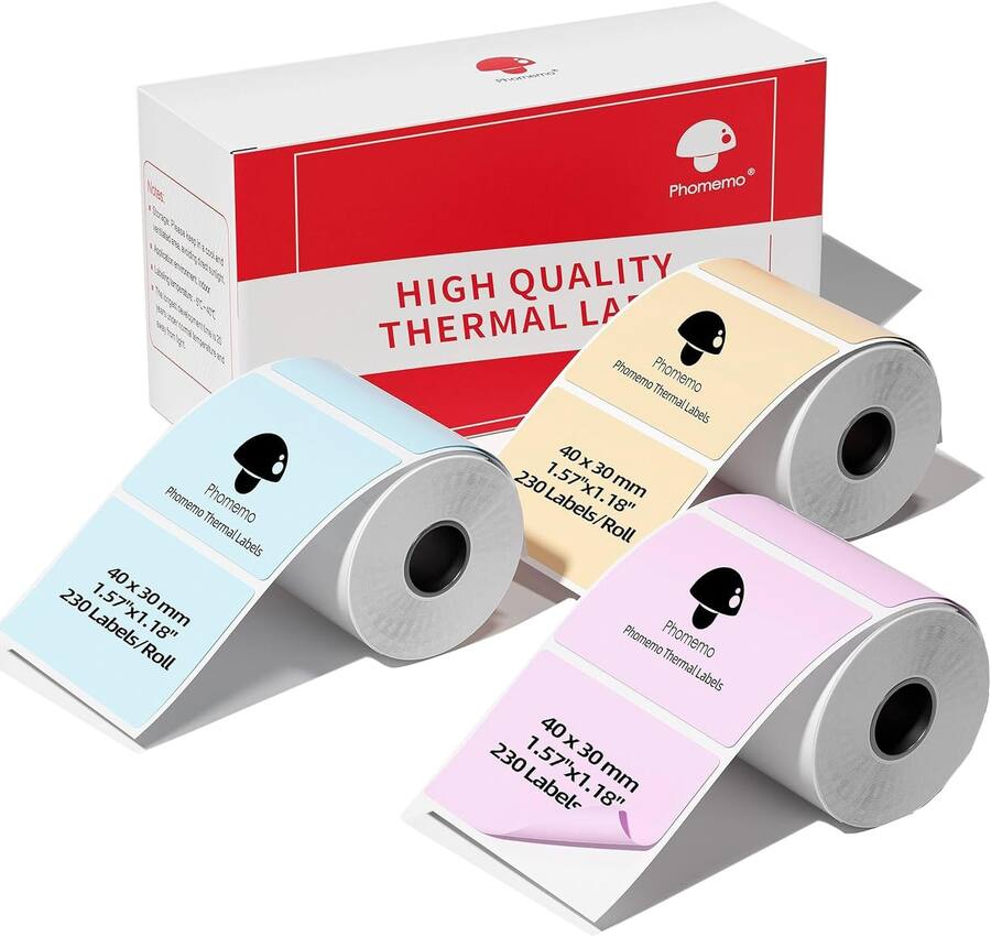 Multi Formate Label Phomemo XP M01 1.57'' x 1.18'' Square Thermal Labels for M110 / M220, 3 ...