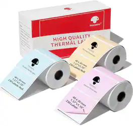 Phomemo - XP-M01 1.57'' x 1.18'' Square Thermal Labels for M110 / M220, 3 Rolls of Labels in Pack - Multi-color