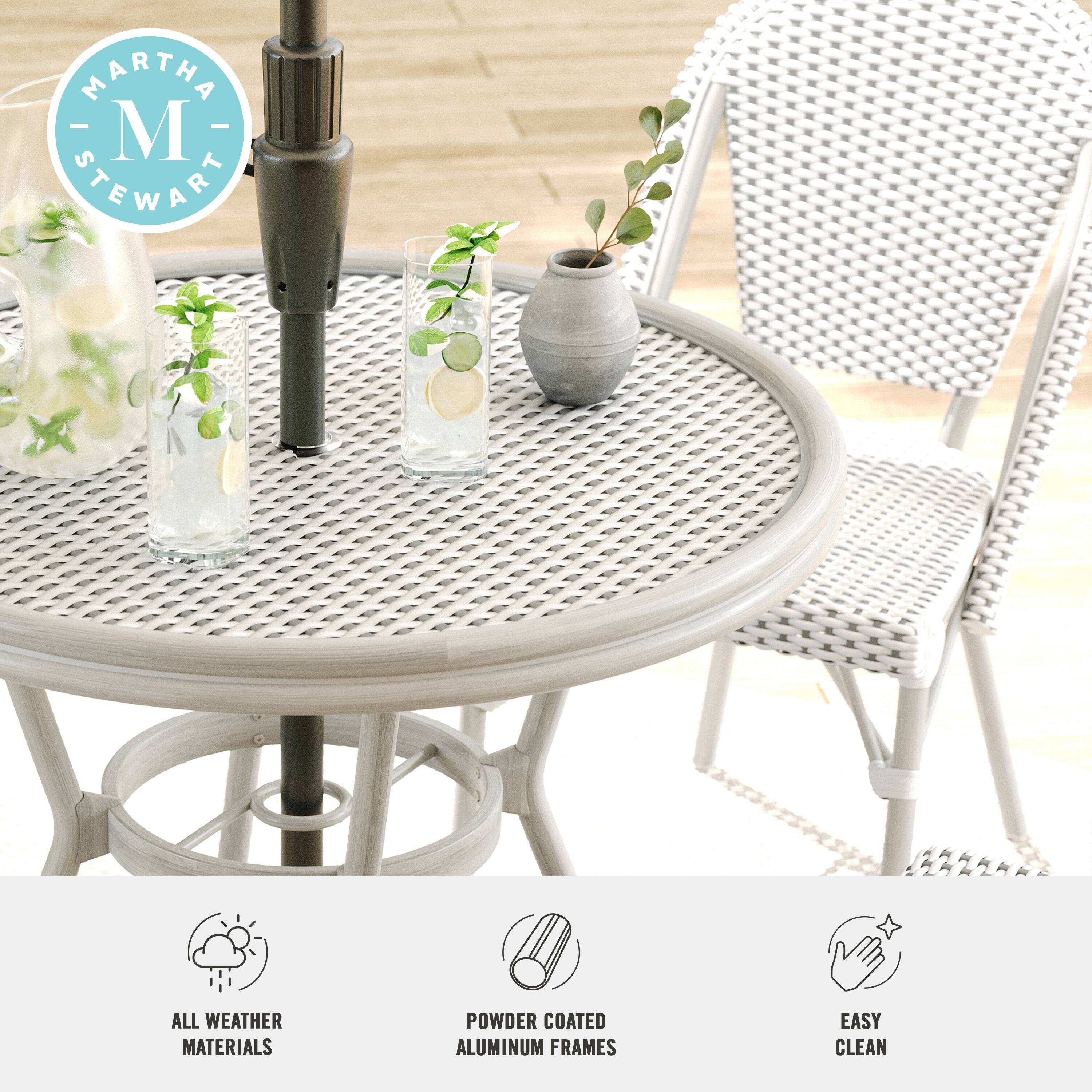 MARTHA STEWART ALL WEATHER MATERIALS POWDER COATED ALUMINUM FRAMES EASY CLEAN