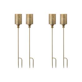 BreeBe - Punched Metal Candle Holder Garden Stake (Set of 4) - Gold