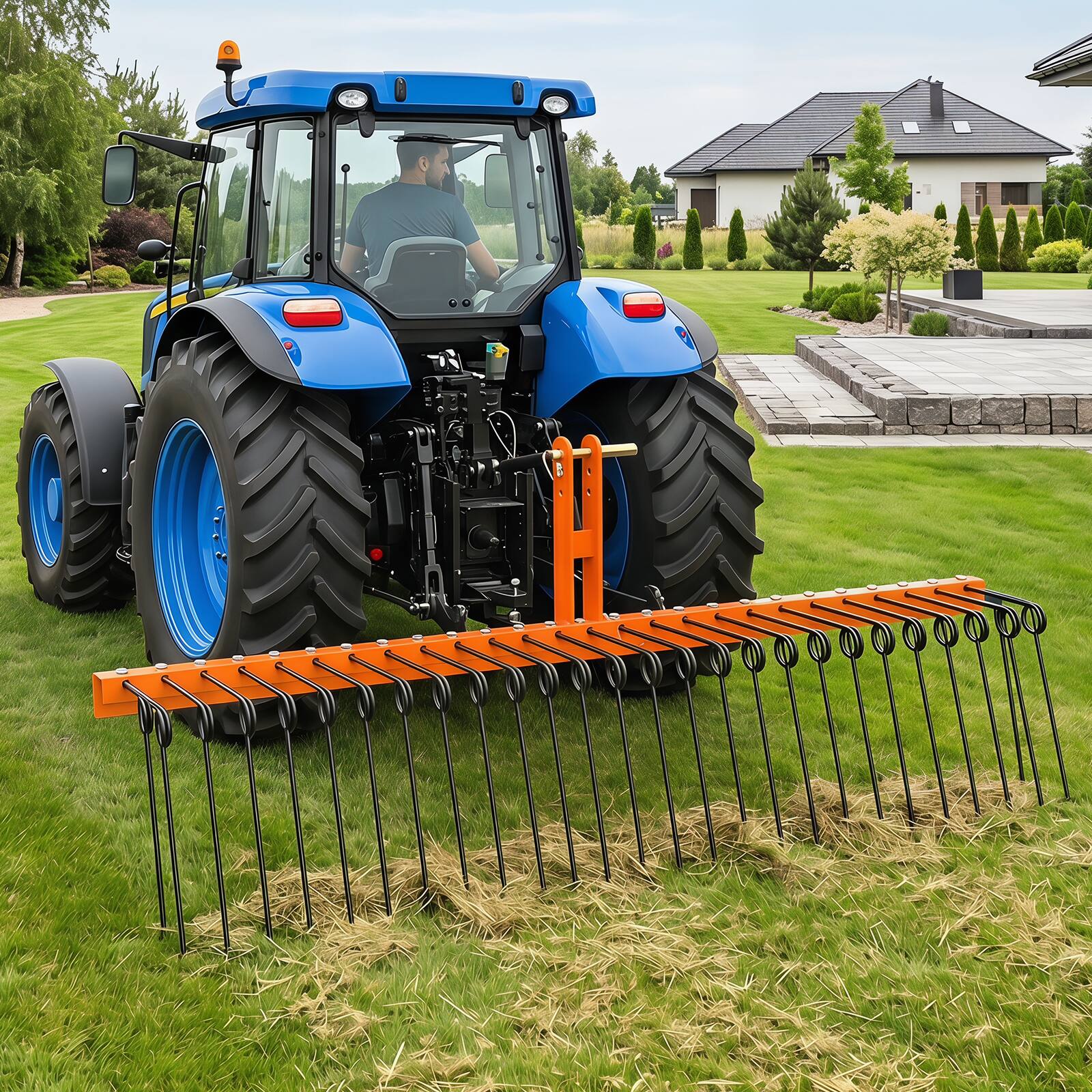 Alt View 1. Gymax - Gymax 72''Pine Straw Rake Tow Behind Landscape Rake w/ 30 Metal Coil Tines for Grass Orange & Black - Orange.