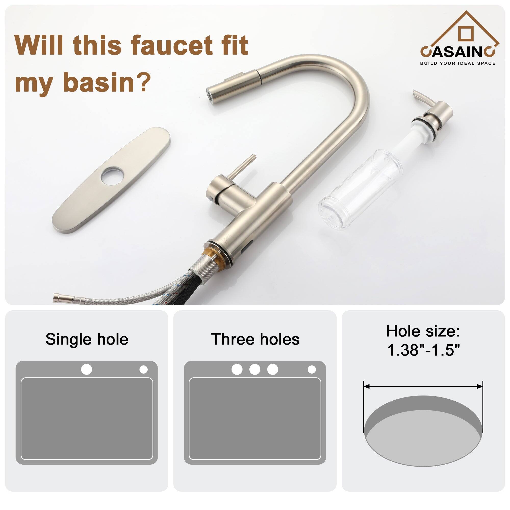 Will this faucet fit my basin?

Single hole

Three holes

Hole size: 1.38"-1.5"