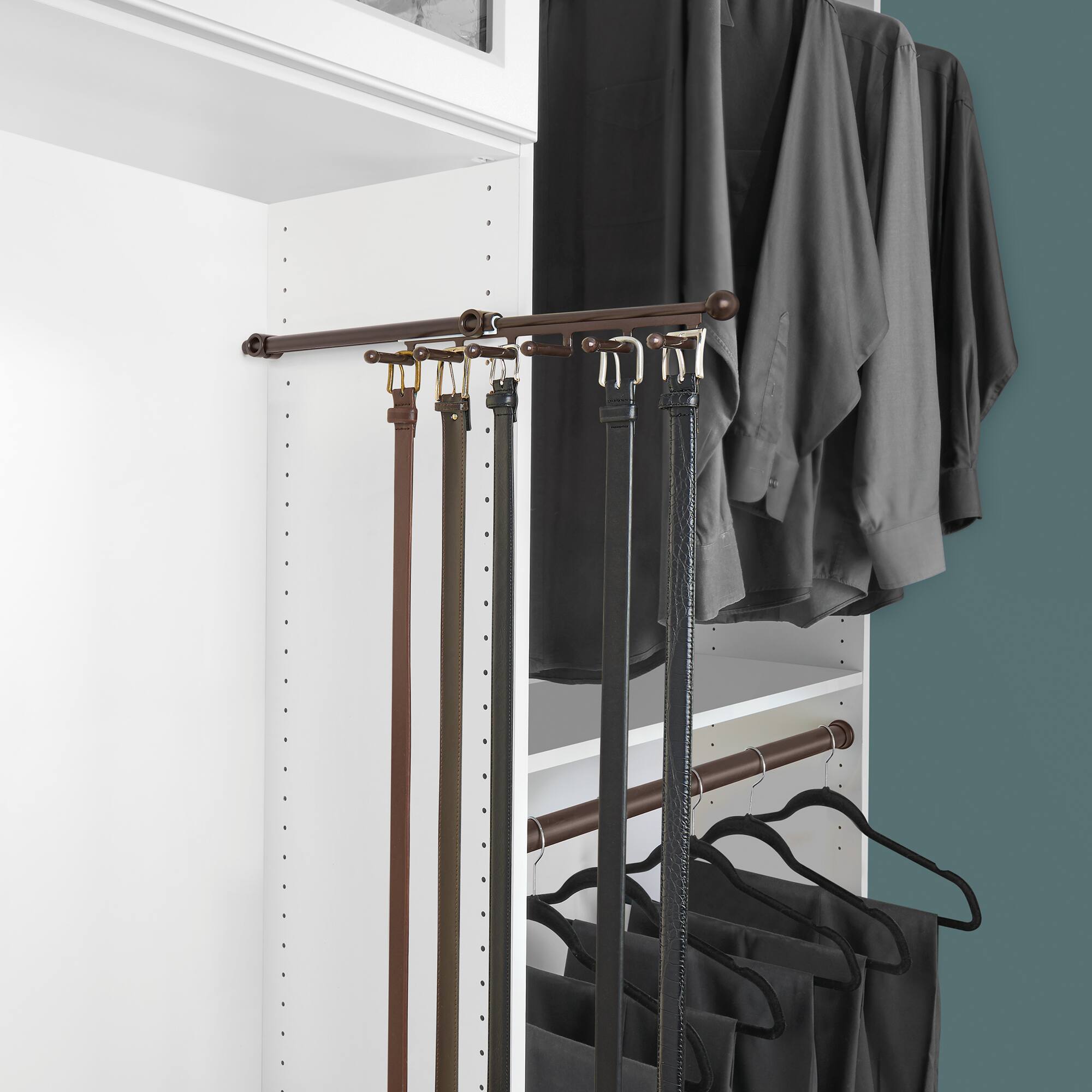 Alt View 5. Rev-A-Shelf - Rev-A-Shelf 14" Pullout Belt & Scarf Closet Organizer, Bronze, CBSR-14-ORB - Oil Rubbed Bronze.