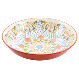 Gibson - Laurie Gates California Designs Tierra 10.5 Inch Hand Painted Stoneware Pasta Bowl in Red - Assorted