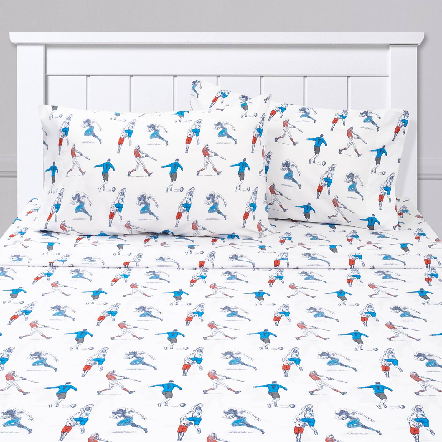 Left. Sweet Home Collection - Kids' Printed Classic & Bright Ultra Soft Microfiber Sheet Sets - Full - Sports.