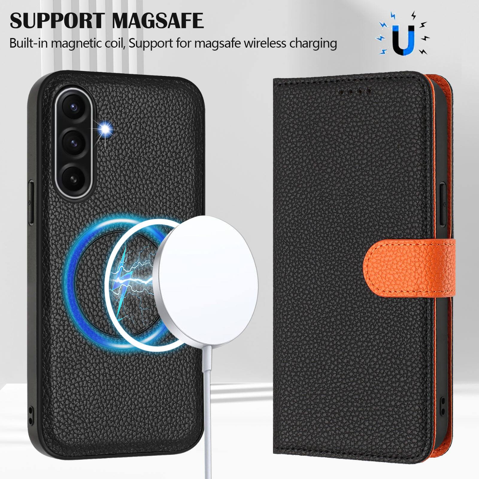 SUPPORT MAGSAFE  
Built-in magnetic coil, Support for magsafe wireless charging