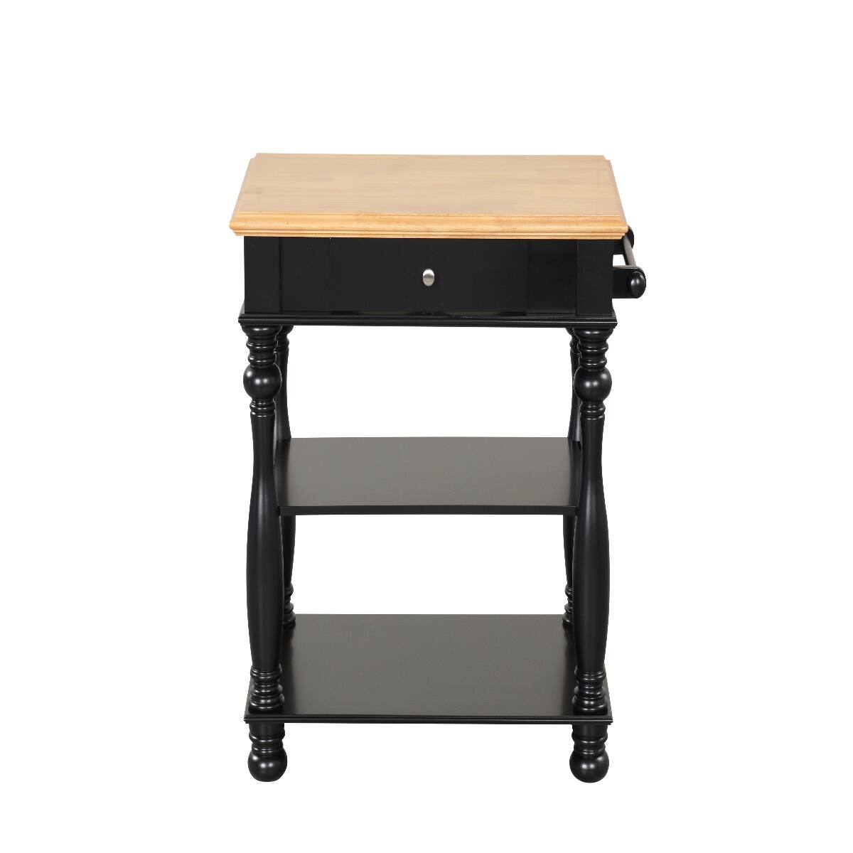 Angle. Loheer - Loheer Black Kitchen Island Solid Wood Kitchen Cart with Storage - Black.