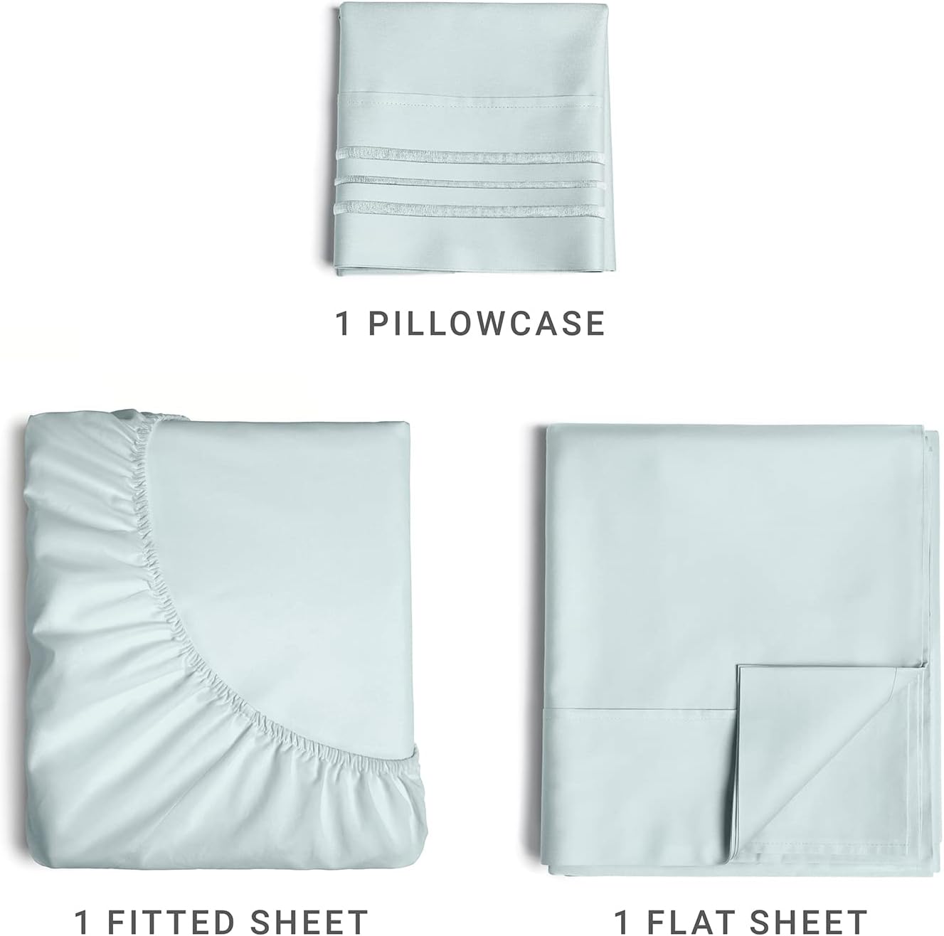 1 Pillowcase  
1 Fitted Sheet  
1 Flat Sheet