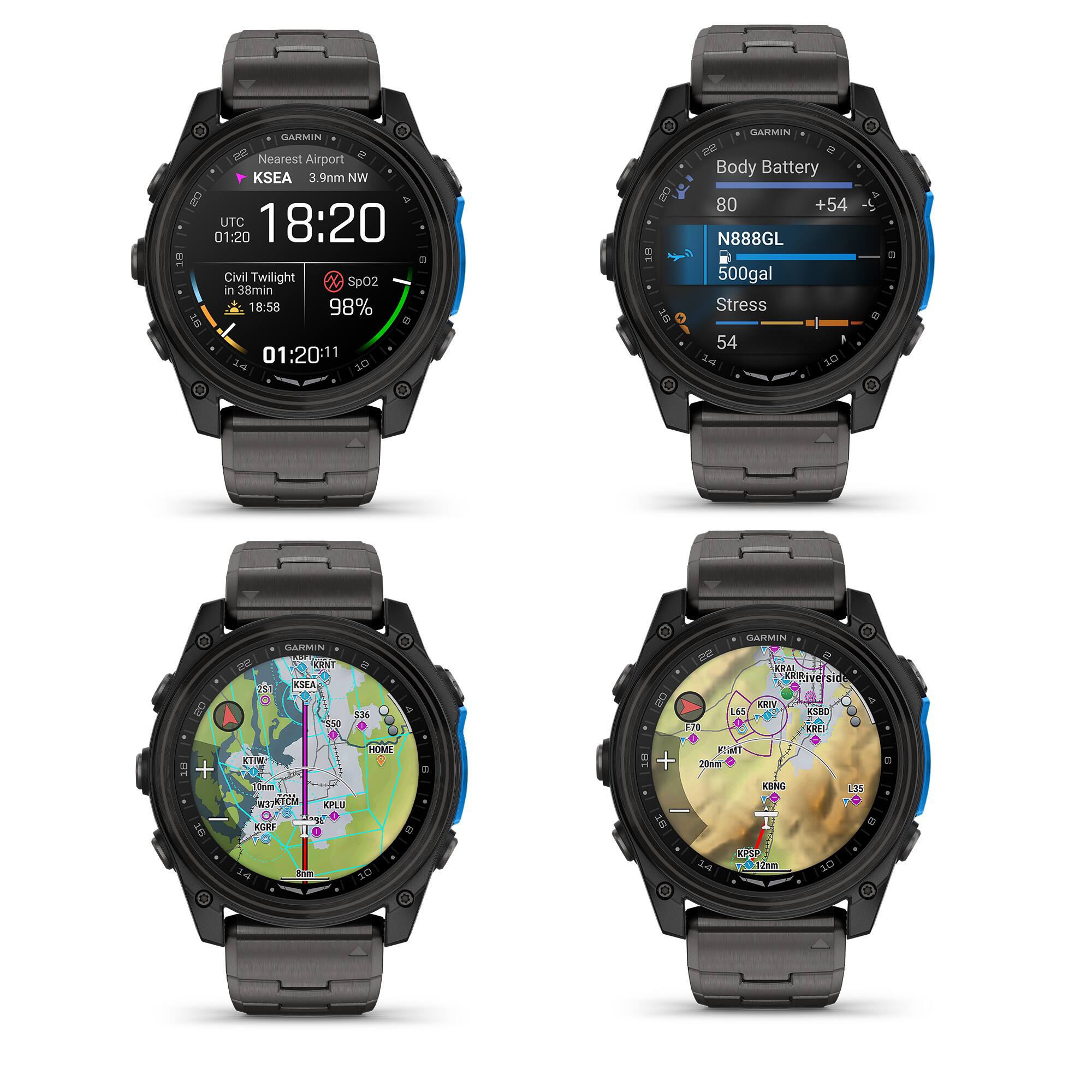 GARMIN Nearest Airport KSEA 3.9nm NW UTC 18:20 01:20 - Civil Twilight SpO2 in 38min 18:58 98% 16 a 01 01:20:11 1 PO T 180 GAMMIN an Body Battery 80 +54 N888GL 500gal Stress 54 P 2 1 a GARRMIN p ENT 221 KSEA 13 550 O HOM KEIE Ovim s WI.ATCH KPLU O KEF GARMIN pron EAL ARRIVE sie R KRTV 5 Lak KS60 130 KN KT + 70me EXNG L3S U La Na 10 1 KER Zaum 10