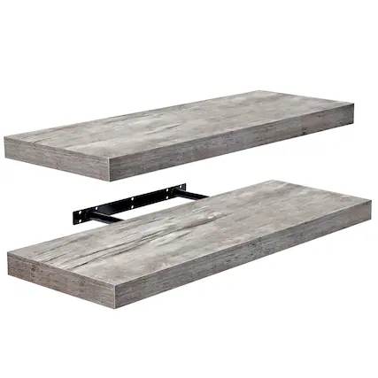 Front. Sorbus - 2 Pack (24"x9") Sorbus Floating Wall Shelves for Bedroom, Decor, Kitchen, Living Room - for Trophies, Frames, Bookshelf - Gray.