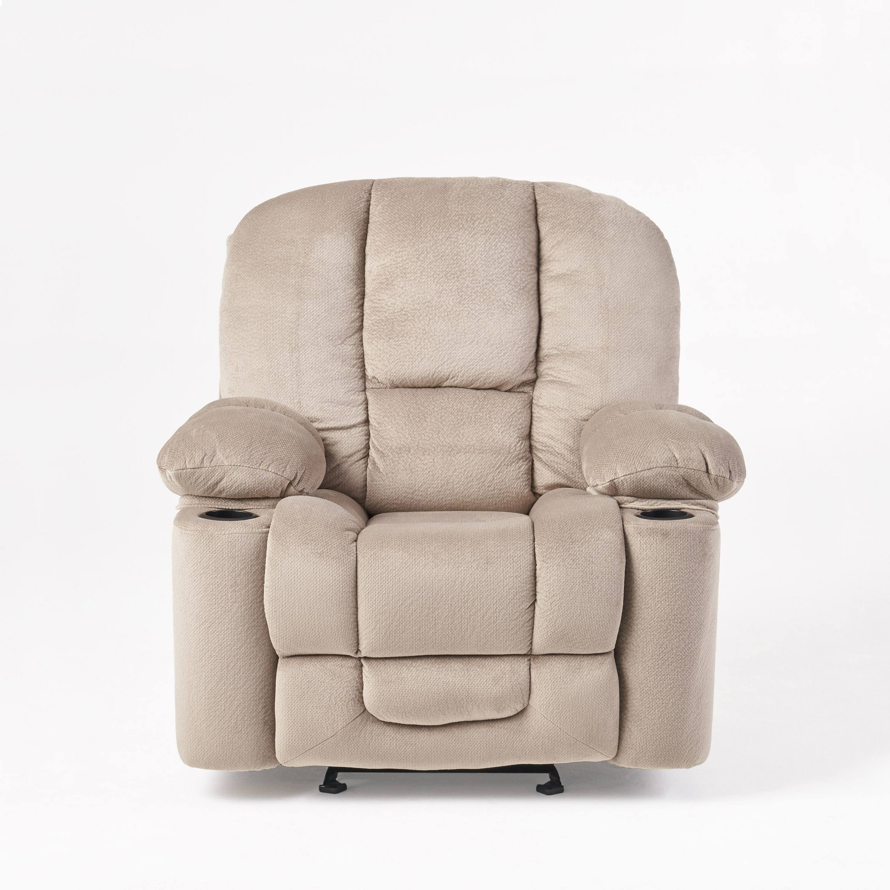 Angle. TinyHomie - Luxurious Manual Recliner Chair in Coffee Skin Friendly Fabric Dual Cup Holders - white.