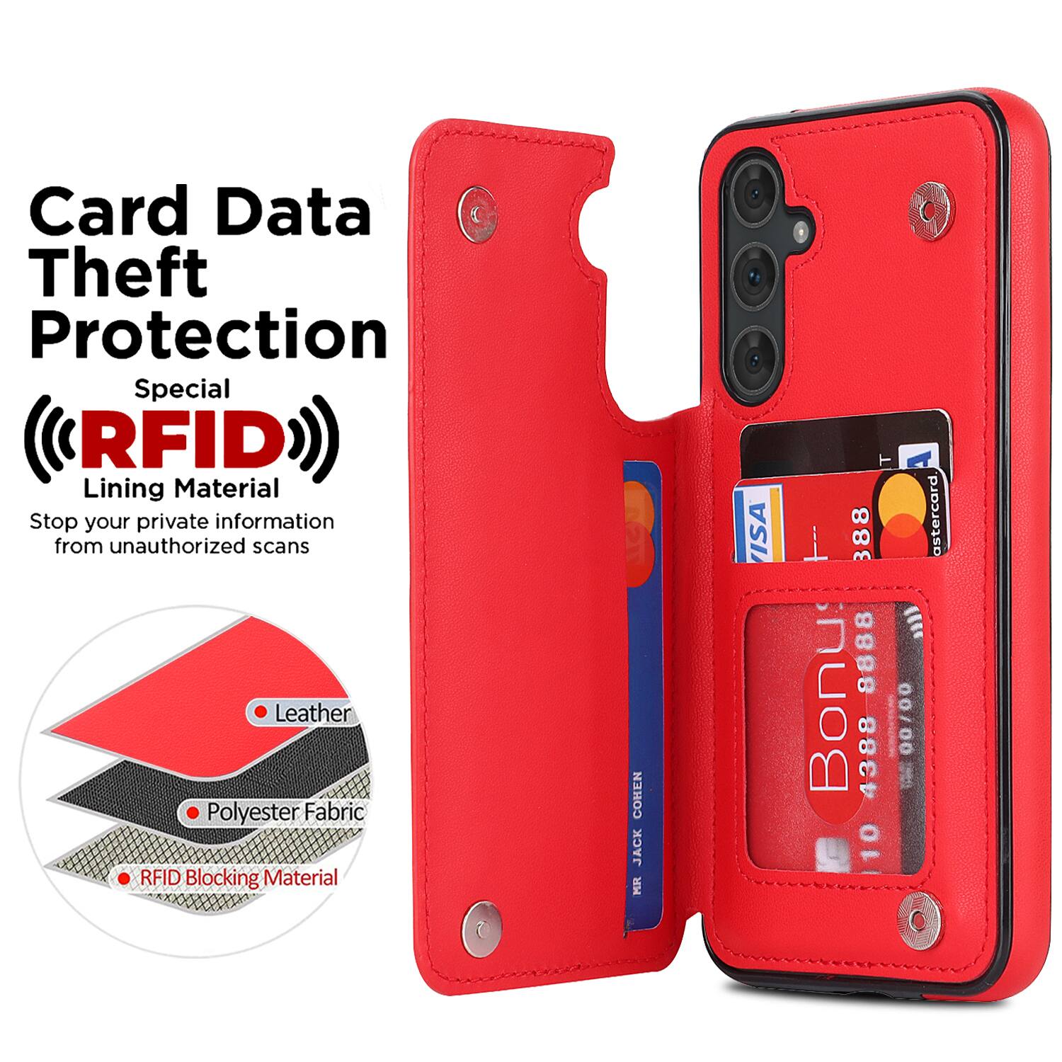 Dteck Wallet Case for Samsung Galaxy A57, RFID Blocking Double Magnetic ...