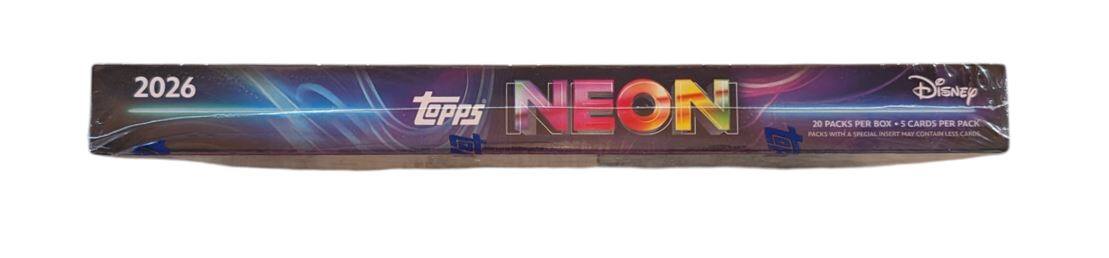 2026 Disney LOPPS NEON PACKS  
20 PACKS WITH SPECIAL INSERT  
5 CARDS PER PACK  
MAY CONTAIN LESS CARDS PER PACK