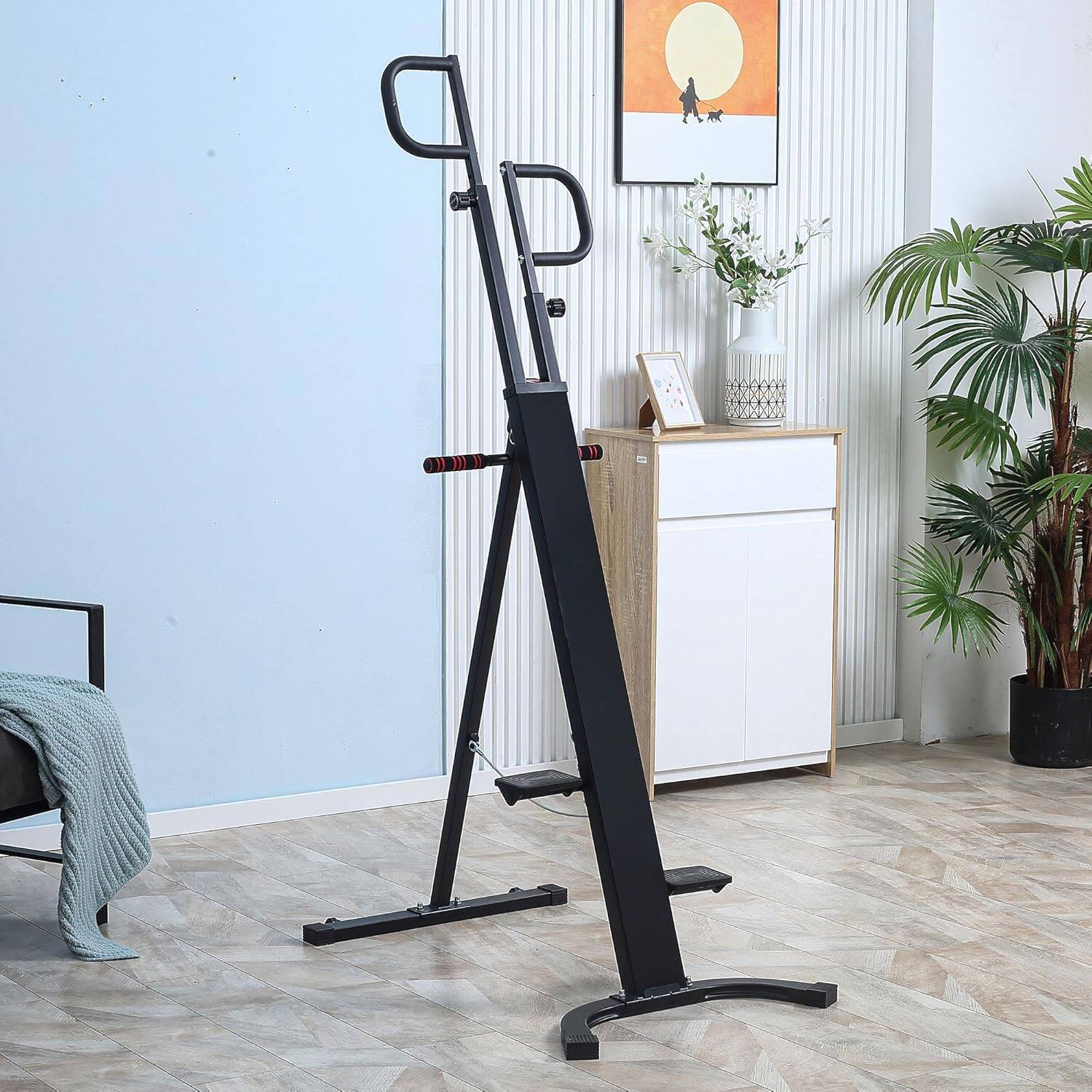 Front. MOOSOO - Folding Vertical Climber Exercise Machine, Adjustable Climbing Machine with LCD Monitor, Stair Stepper for Workout - Black.