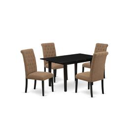 East West Furniture - Dining Table- Dining Chairs - Brown