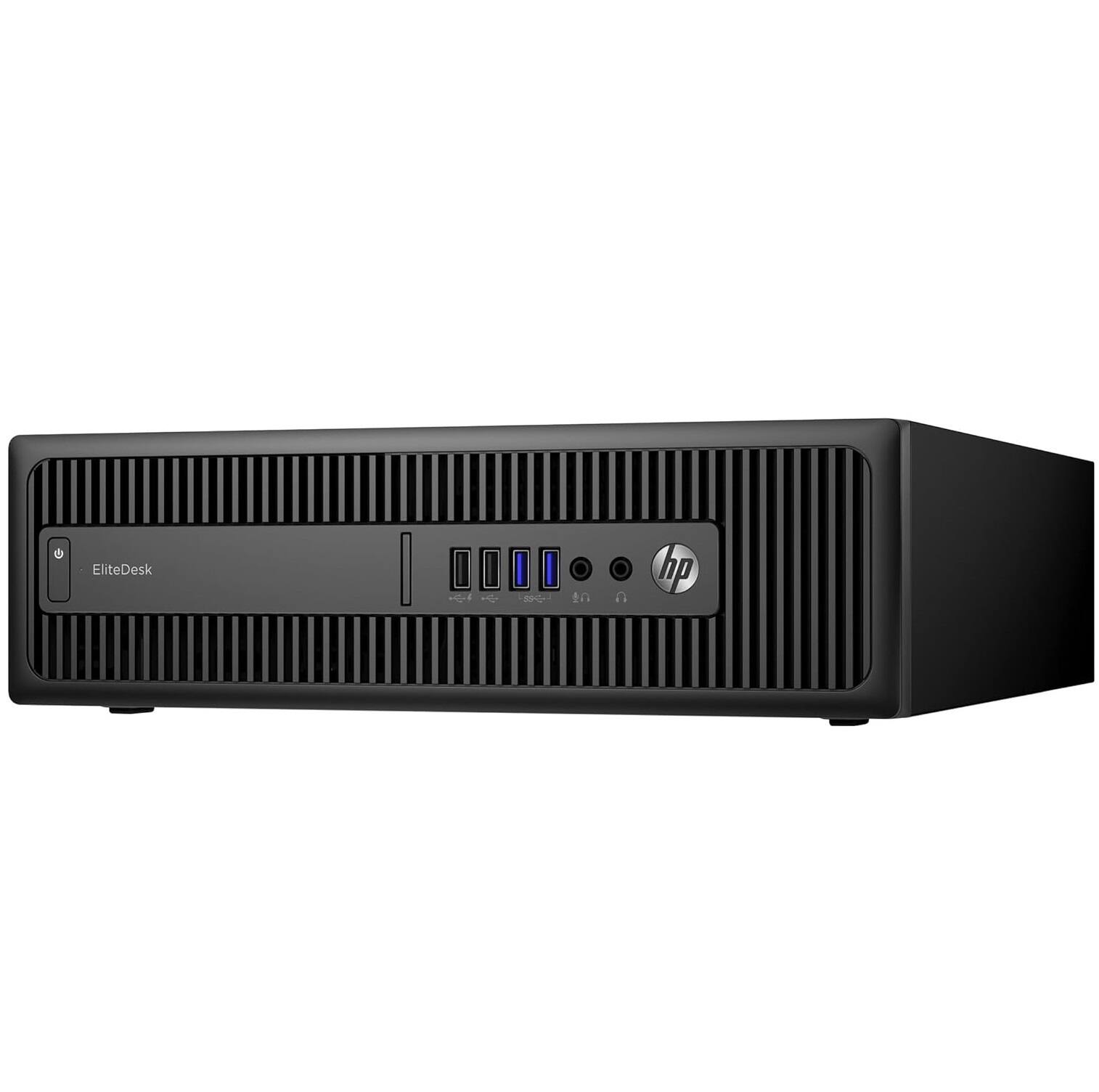 Angle. HP - HP EliteDesk 800 G2 SFF Desktop PC, Intel Core i5-6500 up to 3.60GHz, 16GB DDR4 RAM, 512GB SSD, WiFi, Windows 11 Pro - Black.