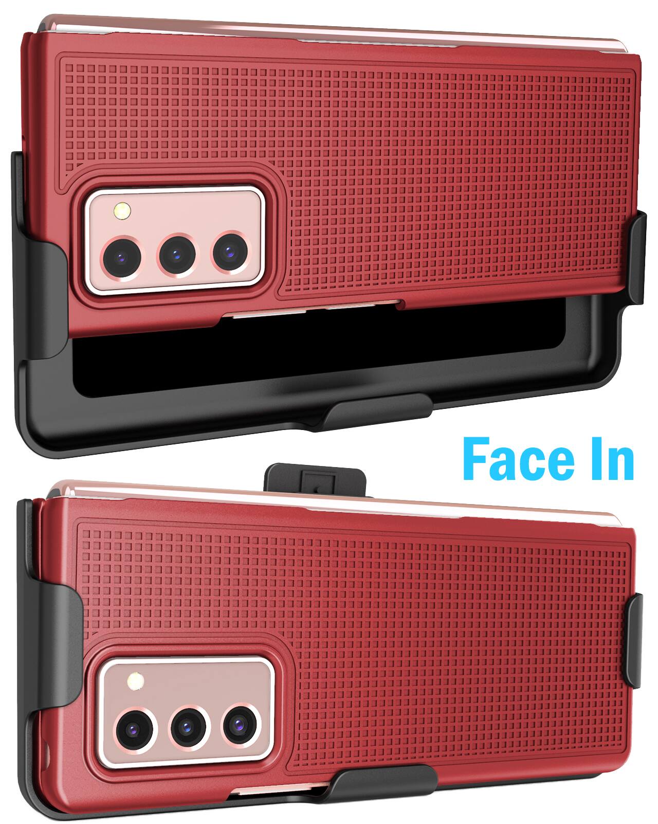 Alt View 4. Nakedcellphone - Slim Case and Belt Clip Holster Combo for Samsung Galaxy Z Fold 2 (SM-F916) - Red.