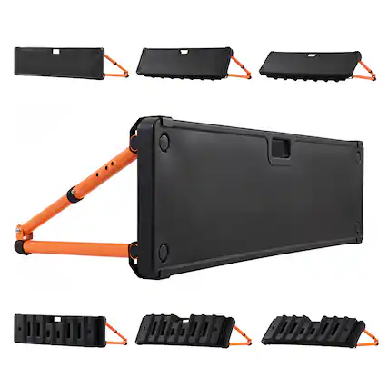 Front. VEVOR - Soccer Rebounder Board, 37.4 x 9.8 in Dual-Sided Soccer Rebound Wall, 4 Adjustable Angles, Portable Water-Fillable PE - Black.