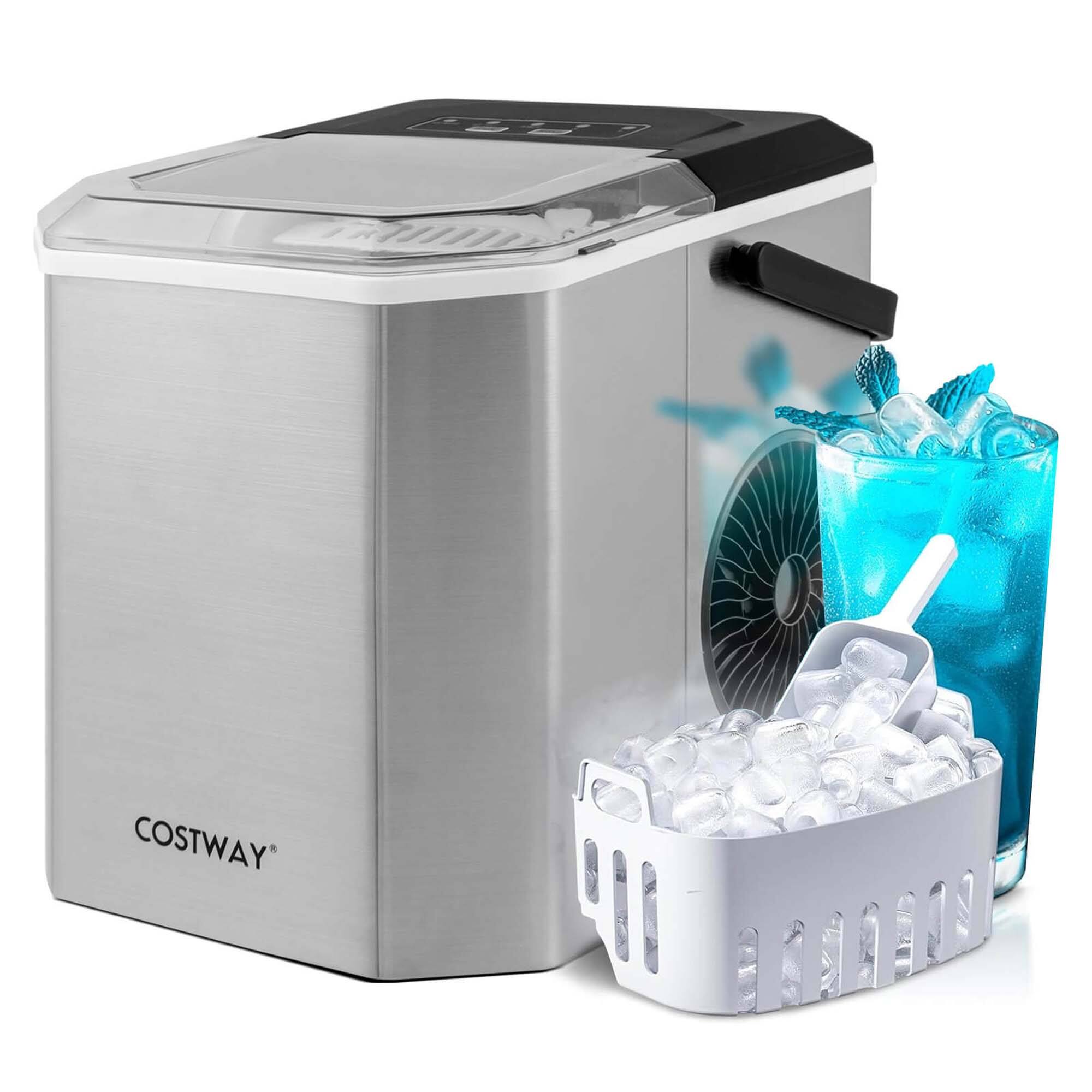 Alt View 16. Costway - Countertop Ice Maker Portable Ice Making Machine 6-13 Mins 9 Ice 26.5 lbs/24 Hrs Silver - Silver.