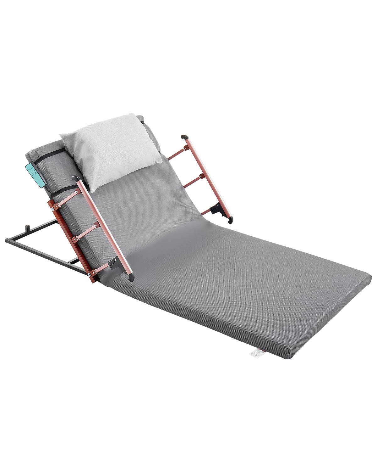 Front. VEVOR - Electric Lifting Backrest for Bed, 300 lbs Capacity, 4-68° Adjustable Lifting Bed Backrest, with Folable Guardrail - Gray.
