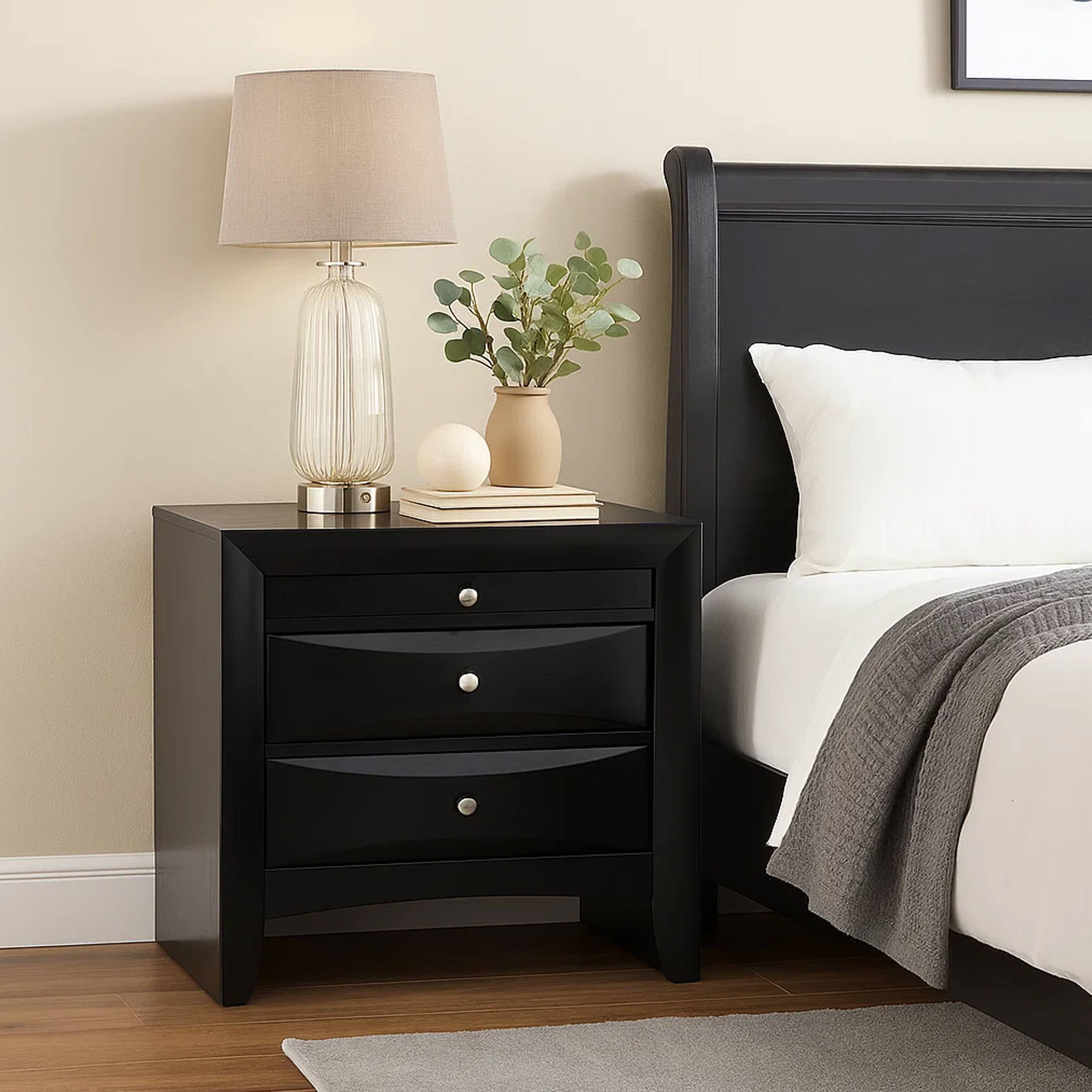 Alt View 6. Manhattan Lane - Contemporary 2 Drawer Wood  Nightstand By Ireland - Black.