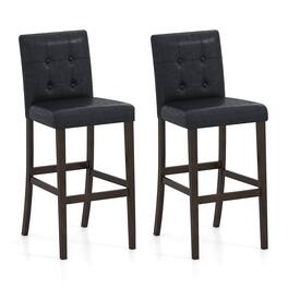 Gymax - Set of 2 Bar Stools 29 '' Counter Height Barstool Pub Chair Rubber Wood - Black