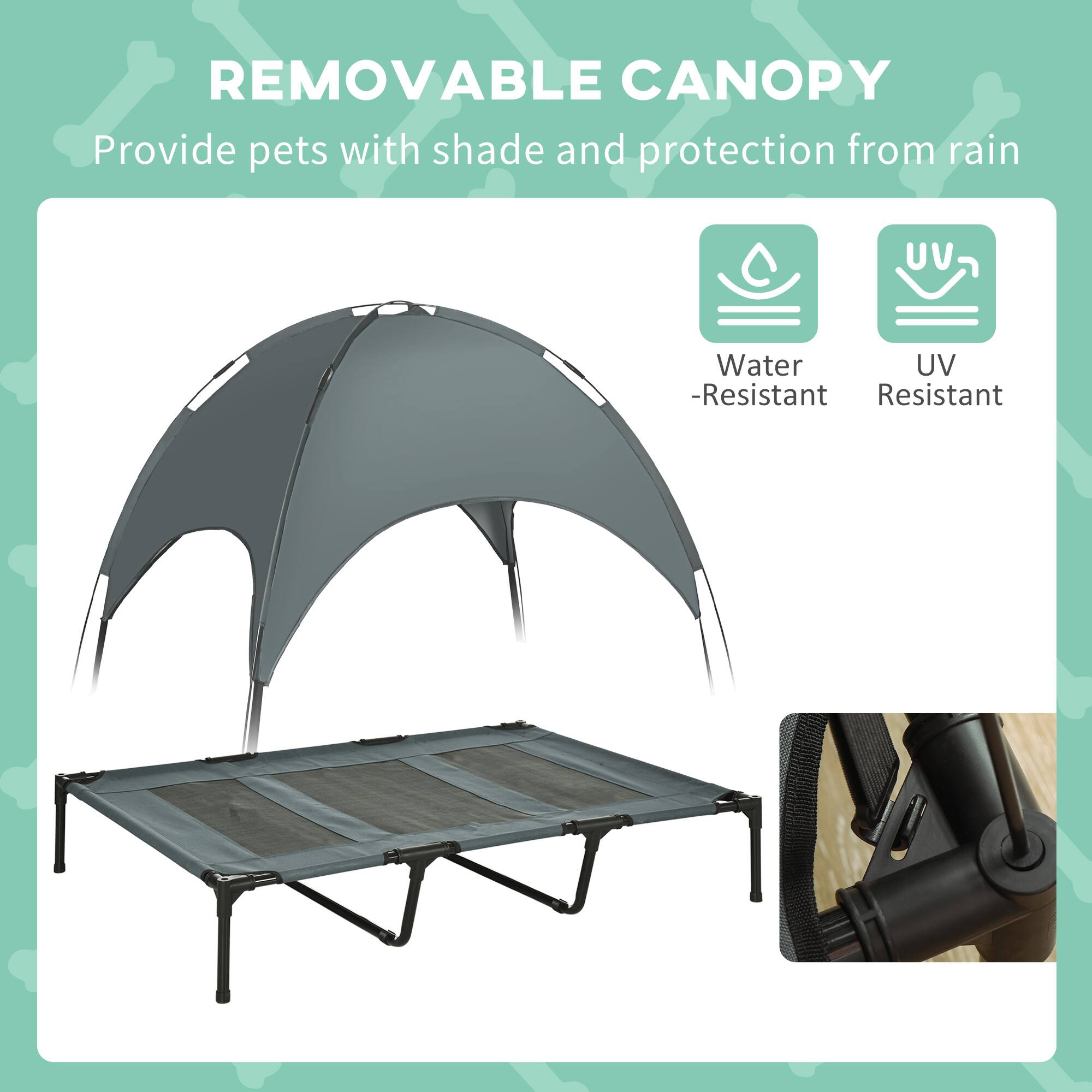 REMOVABLE CANOPY  
Provide pets with shade and protection from rain  

Water-Resistant  
UV Resistant