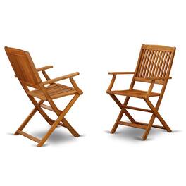 East West Furniture - Wooden Patio Chair Natural Oil - Brown