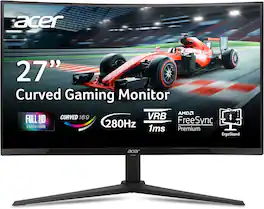 Acer - Refurbished Excellent - Nitro XZ 27" Curved Gaming Display 1920x1080 180Hz 250nit HDMI DisplayPort | XZ270 S3 | UM.HX0AA.303 - Black