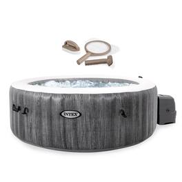 Intex - PureSpa Plus Greywood Inflatable Hot Tub Bubble Jet Spa with Accessory Kit - Gray
