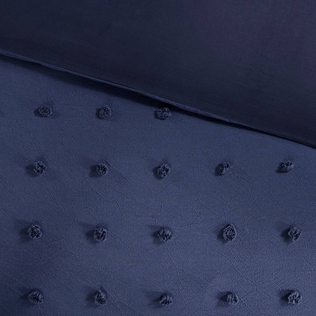 Alt View 5. Gracie Mills - Gracie Mills Mikel Chenille Dot Cotton Jacquard Comforter Set with Euro Shams and Throw Pillows - Navy.