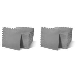 BalanceFrom Fitness - 144 Sq Ft Interlocking Exercise Mat Tiles, (2 Pack) - Gray