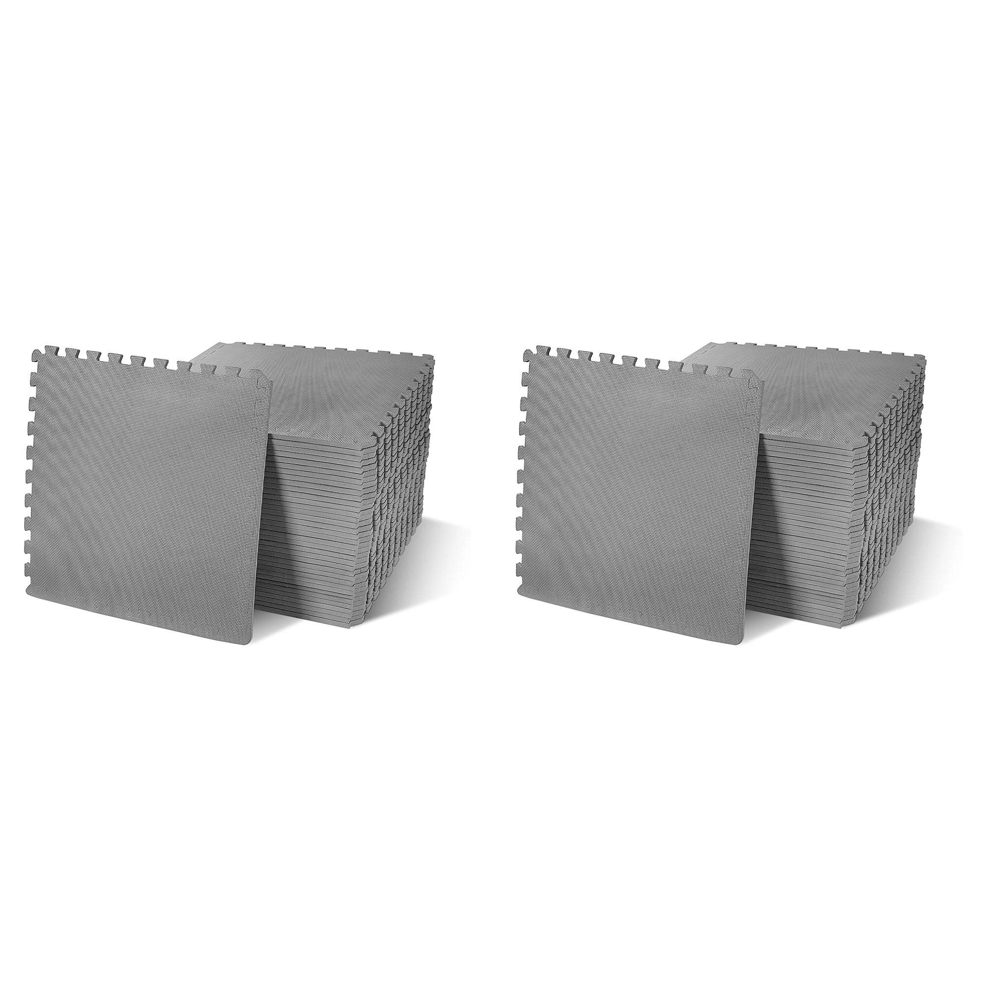 Front. BalanceFrom Fitness - BalanceFrom Fitness 144 Sq Ft Interlocking Exercise Mat Tiles, Gray (2 Pack) - Gray.