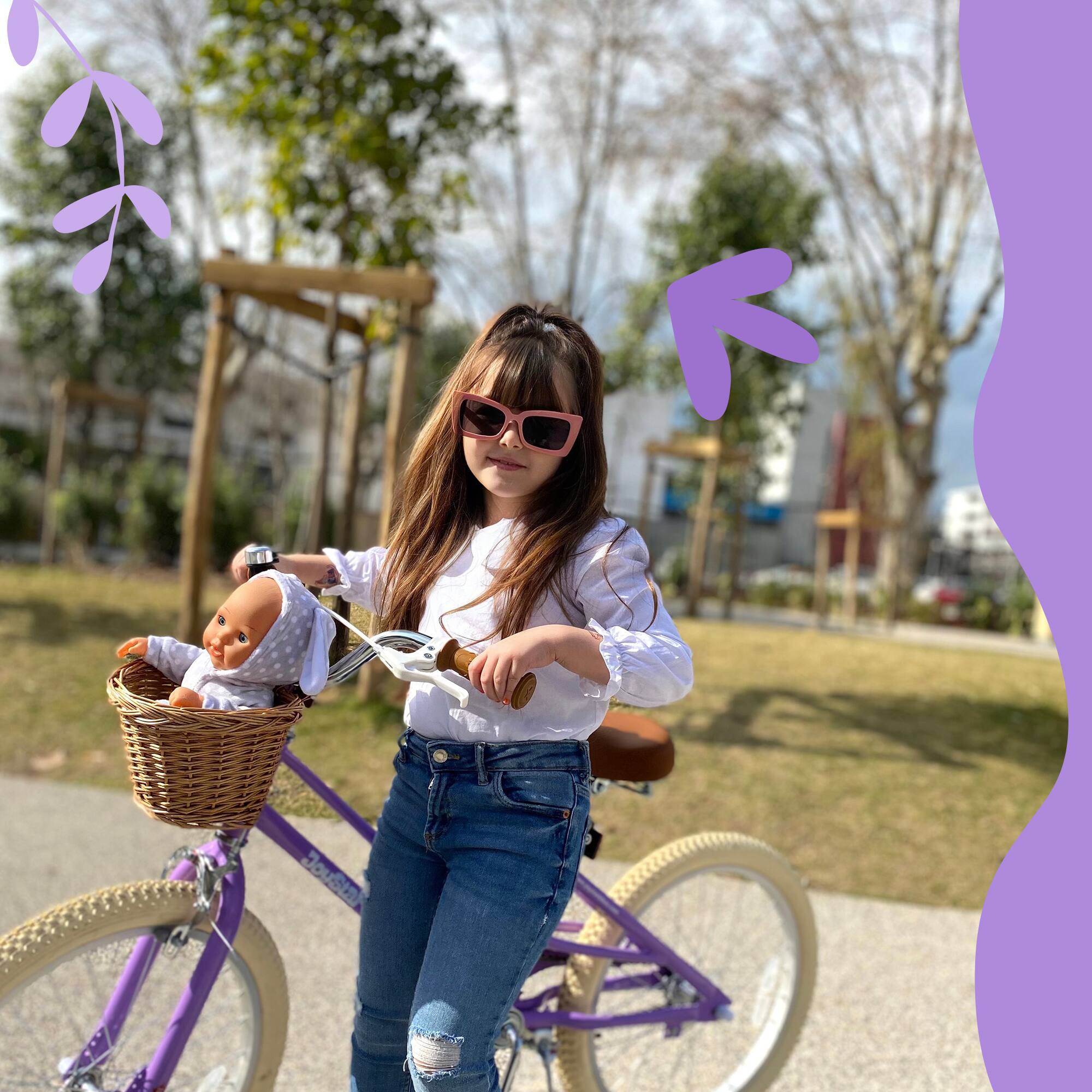 Angle. JOYSTAR - JOYSTAR Fantasy 16 Inch Kids Bike with Training Wheels & Basket, Children's Bike for 4-7 Years Old Boys Girls, Purple - Purple.
