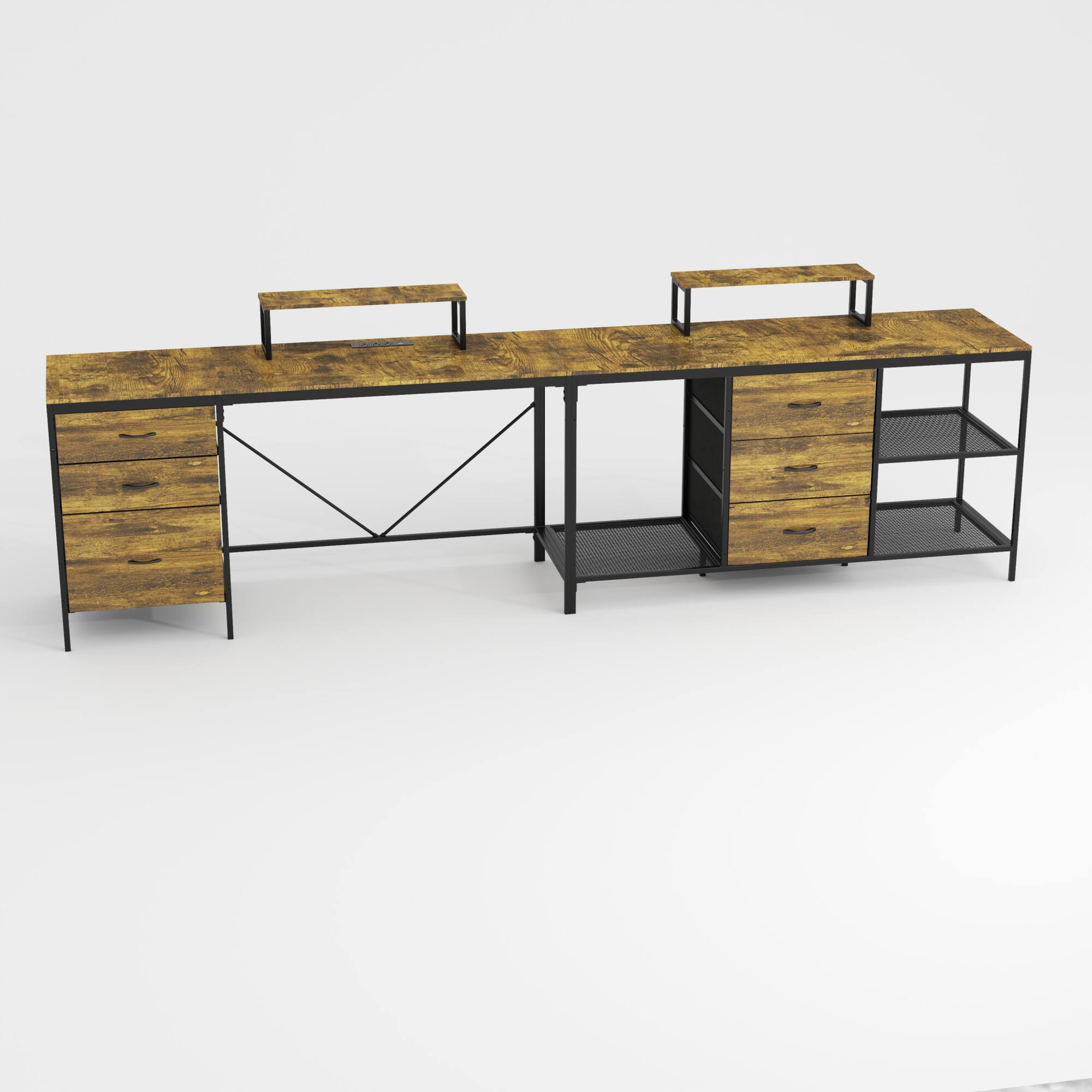 Angle. GOODSILO - Large L-Shaped Office Desk with Power Outlets and Ample Storage for Home Office and Gaming Setup - Brown.