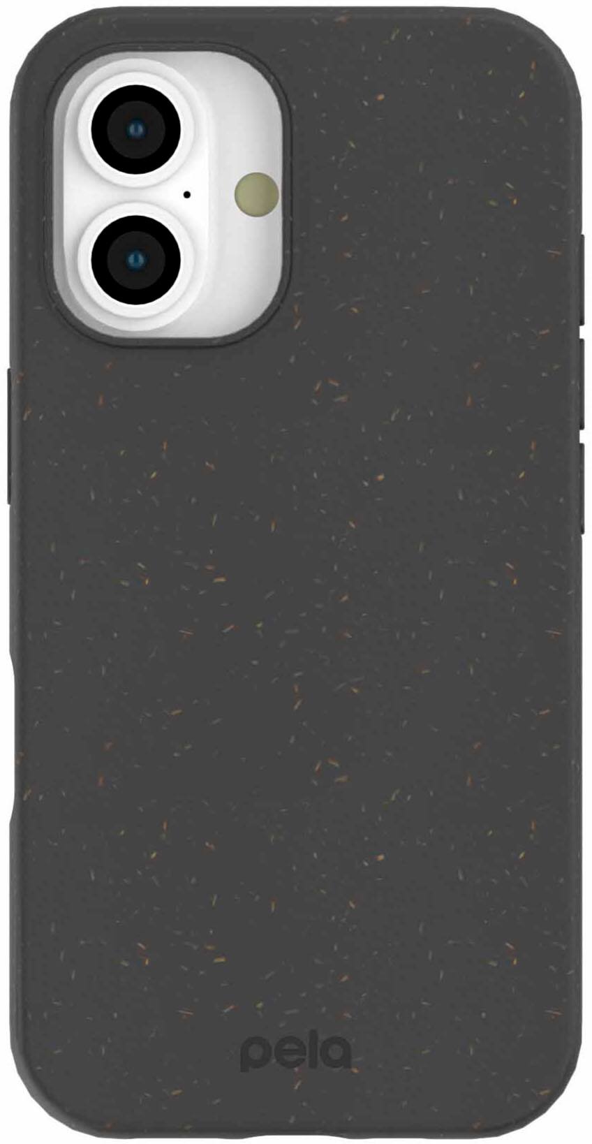 Angle. Pela - Phone Case with MagSafe Module for Apple iPhone 16 + Bonus Custom Case Activation Code - Black.