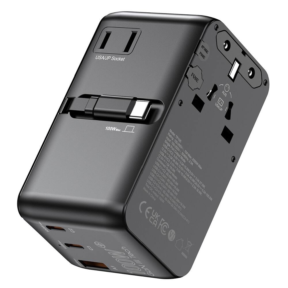 USA/JP Socket  
100W Max  

Model: Inout TP100  
Single 100-250~  

USB-C1: 100W Max  
USB-A1/C3: 5.0V/3.0A  
USB-C1: 5.0V/3.0A  
USB-C1: 5.0V/3.0A  
USB-C1: 5.0V/3.0A  
USB-C1: 5.0V/3.0A  
USB-C1: 5.0V/3.0A  
USB-C1: 5.0V/3.0A  
USB-C1: 5.0V/3.0A  
USB-C1: 5.0V/3.0A  
USB-C1: 5.0V/3.0A  
USB-C1: 5.0V/3.0A  
USB-C1: 5.0V/3.0A  
USB-C1: 5.0V/3.0A  
USB-C1: 5.0V/3.0A  
USB-C