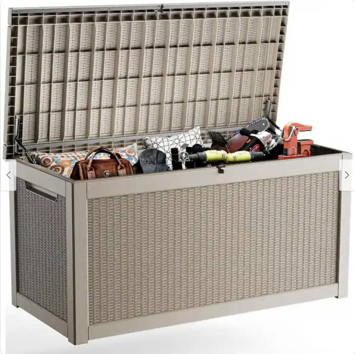 Yardgrace - 320 Gallon Lockable Resin Deck Box Waterproof Outdoor Storage for Patio Furniture Garden Tools and Equipment - Brown