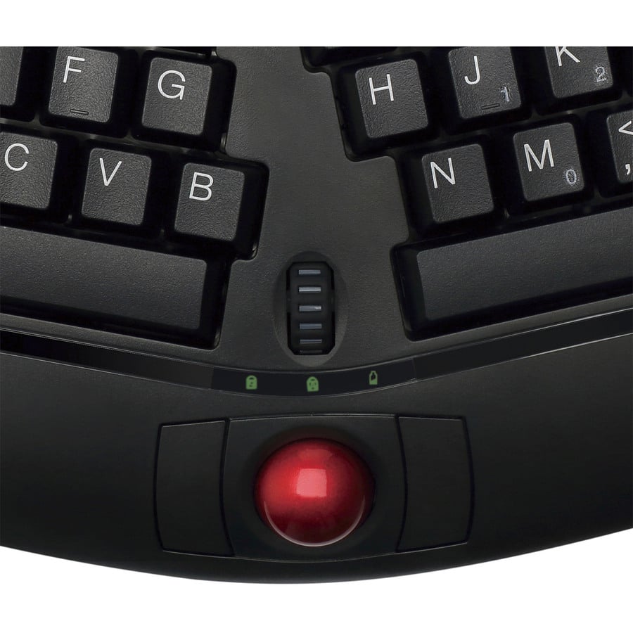 Alt View 6. Adesso - Adesso Tru-Form Media 3150 - 2.4 GHz Wireless Ergo Trackball Keyboard - Wireless Connectivity - RF - 30 ft - 2.40 GHz - - Black.