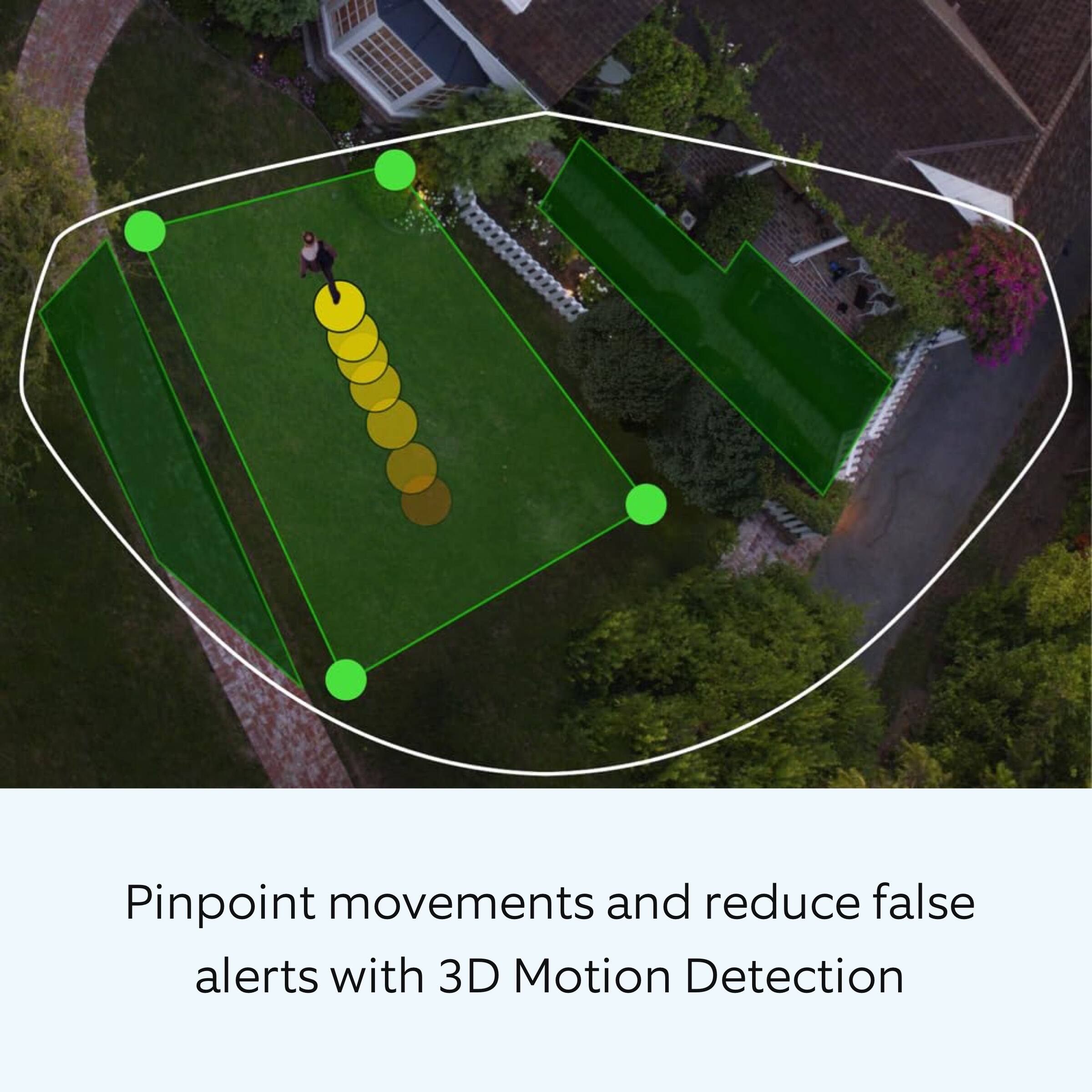 Pinpoint movements and reduce false alerts with 3D Motion Detection.